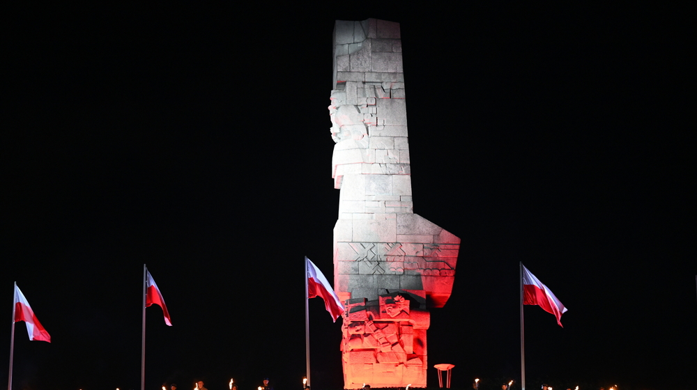 Uroczyste obchody 84. rocznicy wybuchu II wojny światowej przed Pomnikiem Obrońców Wybrzeża na Westerplatte w Gdańsku