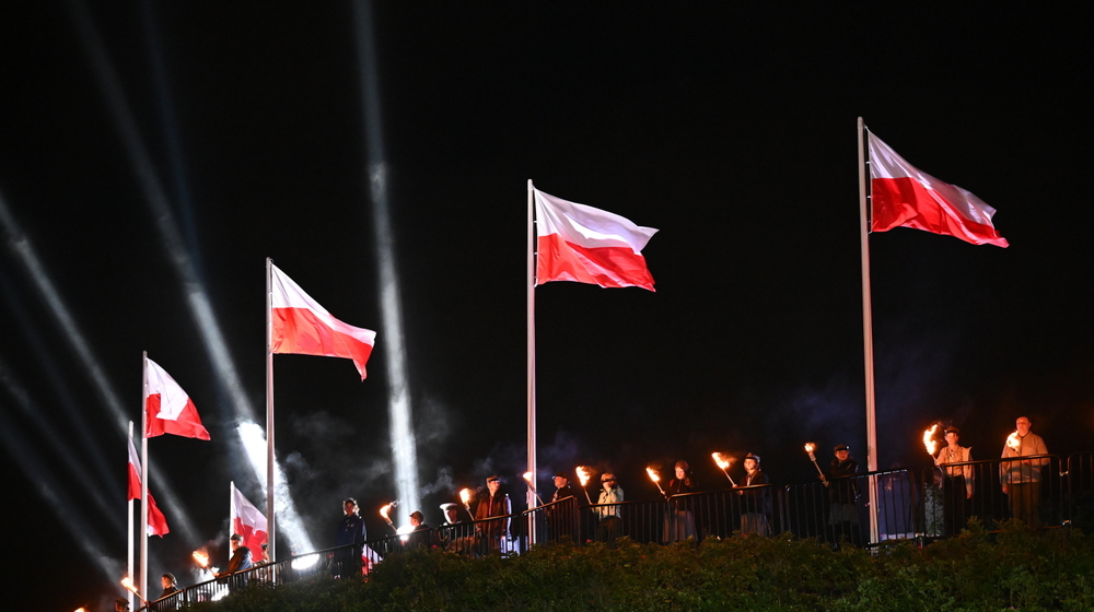 Uroczyste obchody 84. rocznicy wybuchu II wojny światowej przed Pomnikiem Obrońców Wybrzeża na Westerplatte w Gdańsku