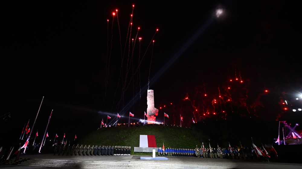 Uroczyste obchody 84. rocznicy wybuchu II wojny światowej przed Pomnikiem Obrońców Wybrzeża na Westerplatte w Gdańsku